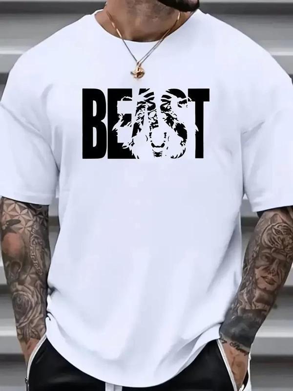 Eşsiz Baskı Tasarımlı Şık Büyük Beden Erkek Tişörtü - Rahat Polyester, Makinede Yıkanabilir, Yuvarla - Image 1