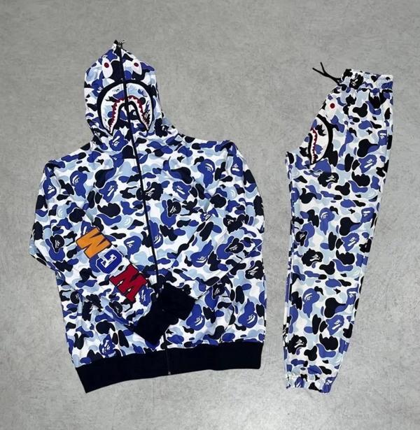 Unisex Pubg Bape x Shark Eşofman Takımı - Gri - Image 1