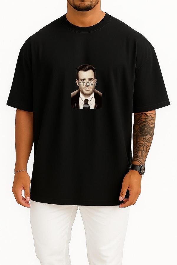 Oversize The Leftlovers Göğüs Tasarımlı Unisex T-Shirt - Image 1