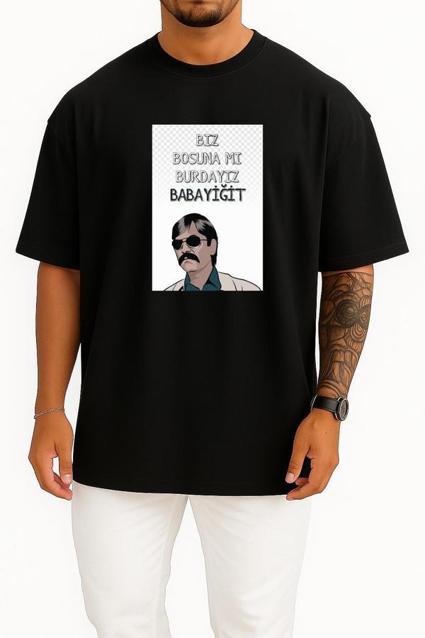 Oversize Kurtlar Vadisi Pala Göğüs Tasarımlı Unisex T-Shirt - Image 1