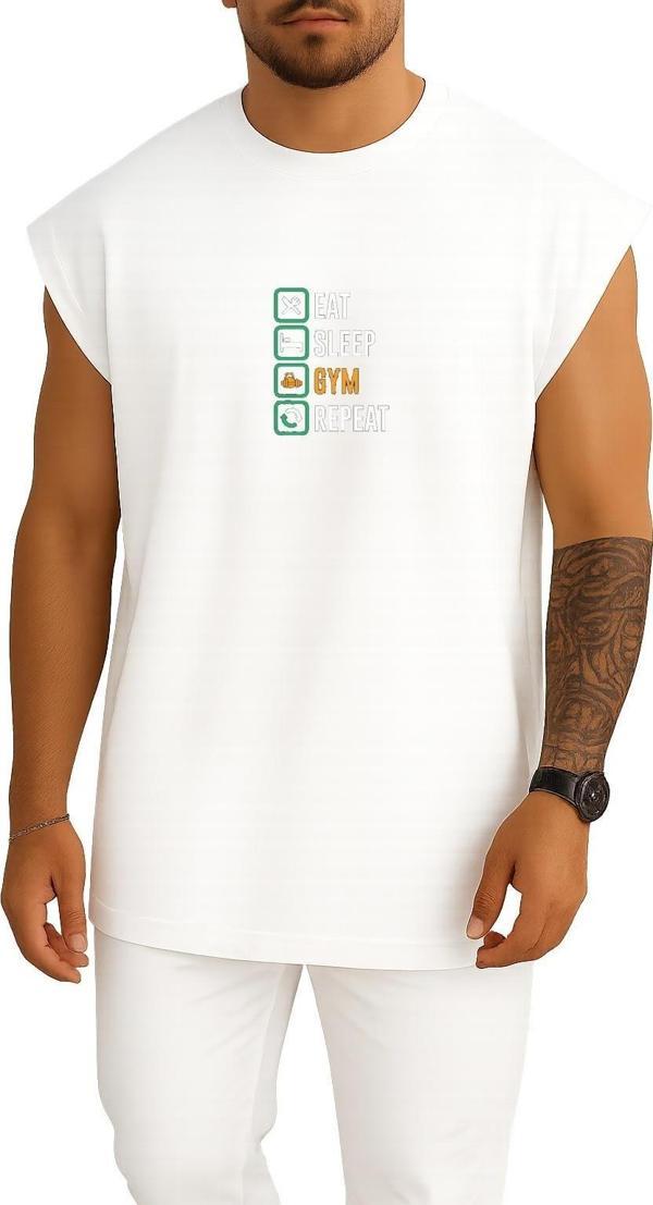 Oversize Beslenmek Uyku Gym Fitness Göğüs Tasarımlı Atlet - Image 1