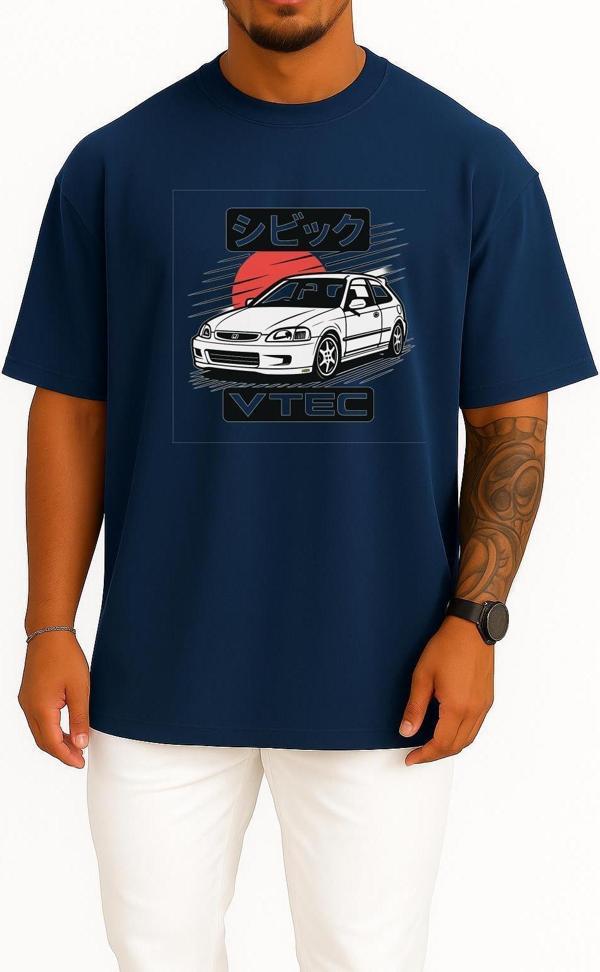 Oversize Honda Vtec Göğüs Tasarımlı Unisex T-Shirt - Image 1