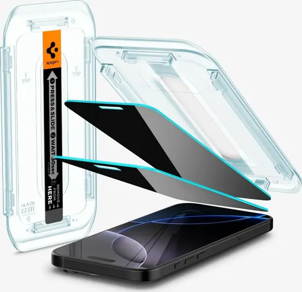 Spigen iPhone 16 Pro Hayalet Cam Ekran Koruyucu Kolay Kurulum GLAS.tR EZ Fit Privacy HD (2 Adet) - AGL07929 - Image 1