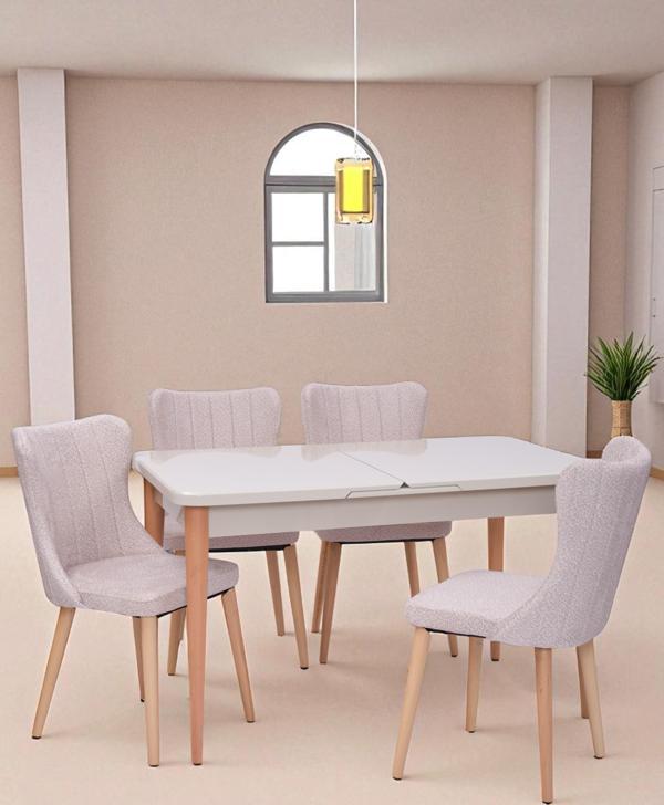 Tuna Kum Beji Lak Panel Mdf Mutfak Masa Takımı 80x130 - Image 1