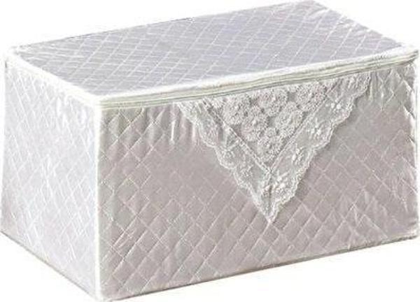 3 Adet Saten Çeyizlik İncili Kapitoneli Yastık Hurç Krem 65 x 35 x 30 - Image 1