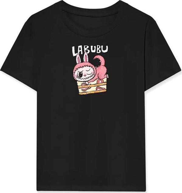 Kız Labubu Çocuk Baskılı T-Shirt - Siyah - Image 1