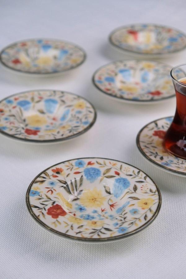 Tabak Evi Porselen Fiori Çay Tabağı Seti 12cm 6 Parça BNS6CTPRS1217 - Image 1