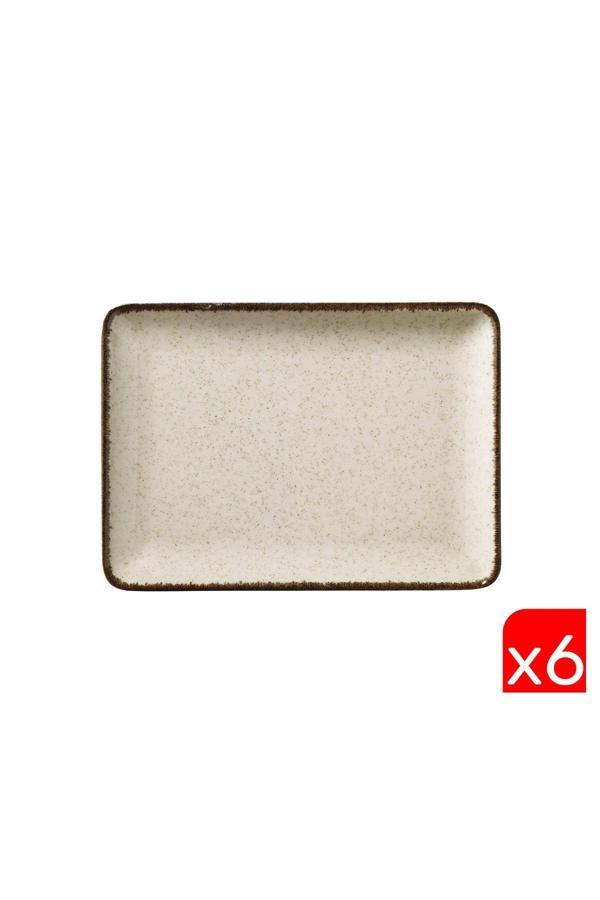Kütahya Porselen Moderna Dikdörtgen Tabak Tarçın 6 Parça 18x13cm TAN18X13DUS2730P02 - Image 1