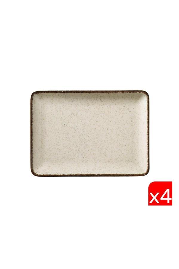Kütahya Porselen Moderna Dikdörtgen  Tabak Tarçın 4 Parça 18x13cm TAN18X13DUS2730P02 - Image 1