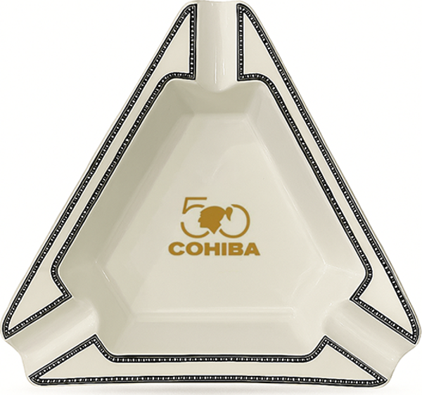 Cohiba 50. Yıl Beyaz Porselen Üçlü Puro Küllüğü - Image 1