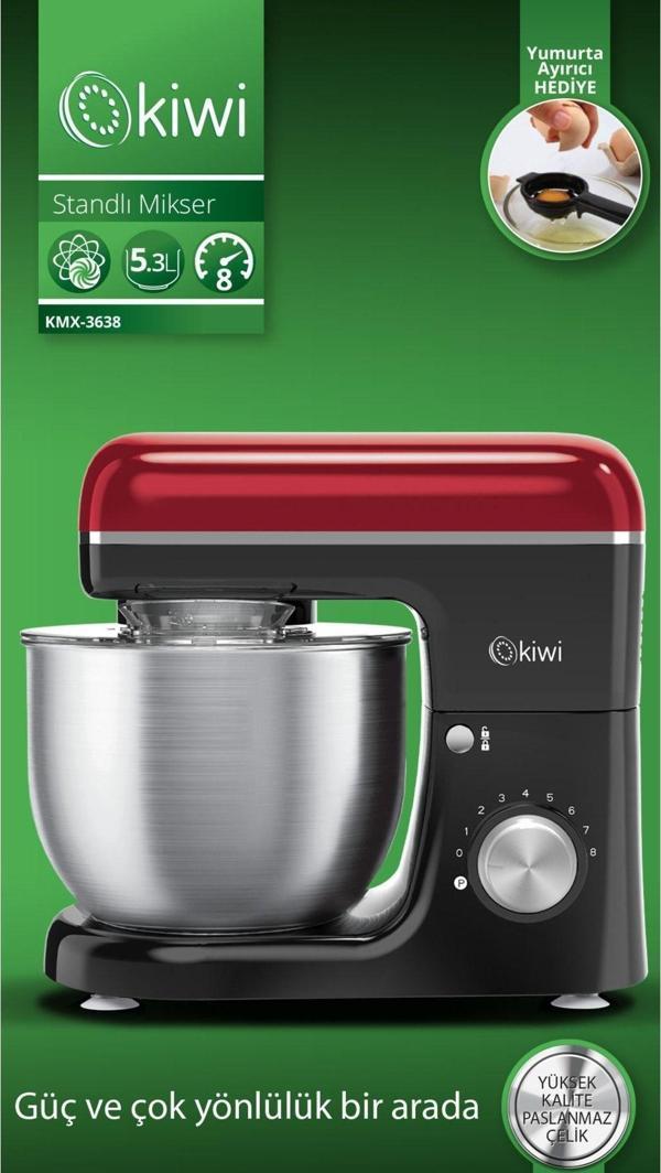 Kmx-3638 Hamur Yoğurma & Stand Mikser 5,3 Lt 1300w 8 Hız Kademeli Mutfak Şefi Kırmızı - Image 1