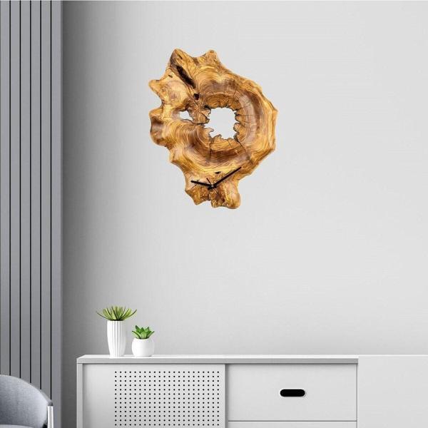 Wood Stone Art Duvar Saati Ahşap 3 Boyutlu Doğal Kesit - Image 1
