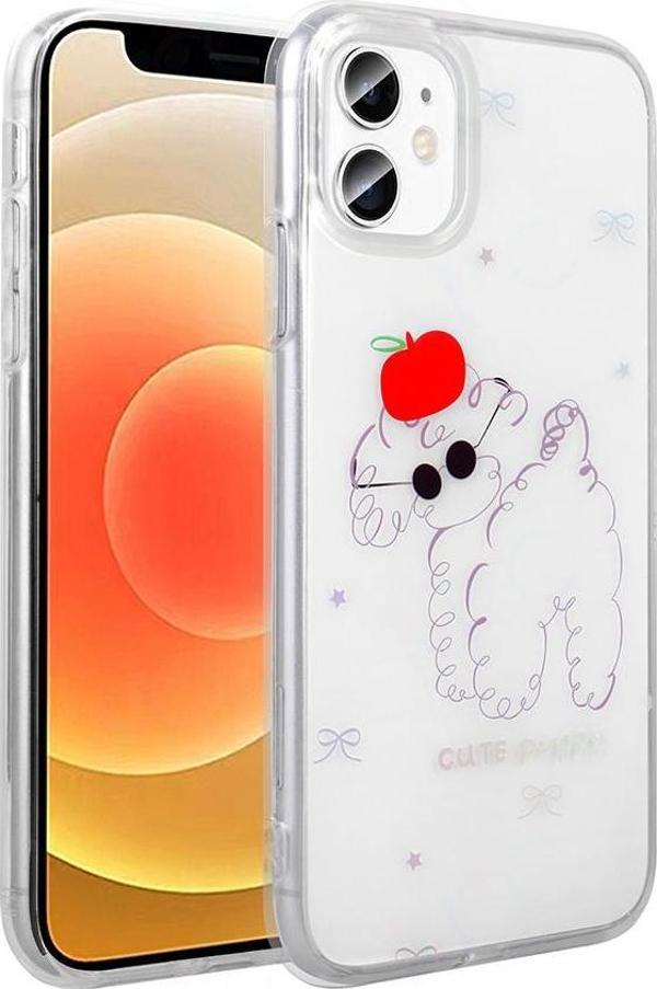 iPhone 11 Kılıf Şeffaf Desenli Figürlü Folk Sert Kapak Sevimli Köpek - Image 1
