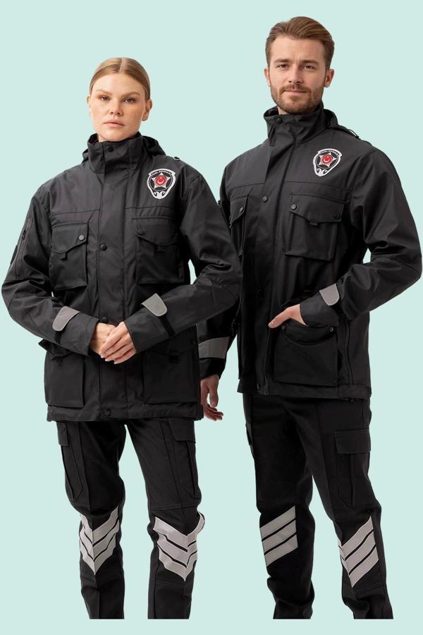 Kışlık İş Güvenliği Kabanı Reflektörlü Mont Kıyafeti Kaban Havalara Modeli - Image 1