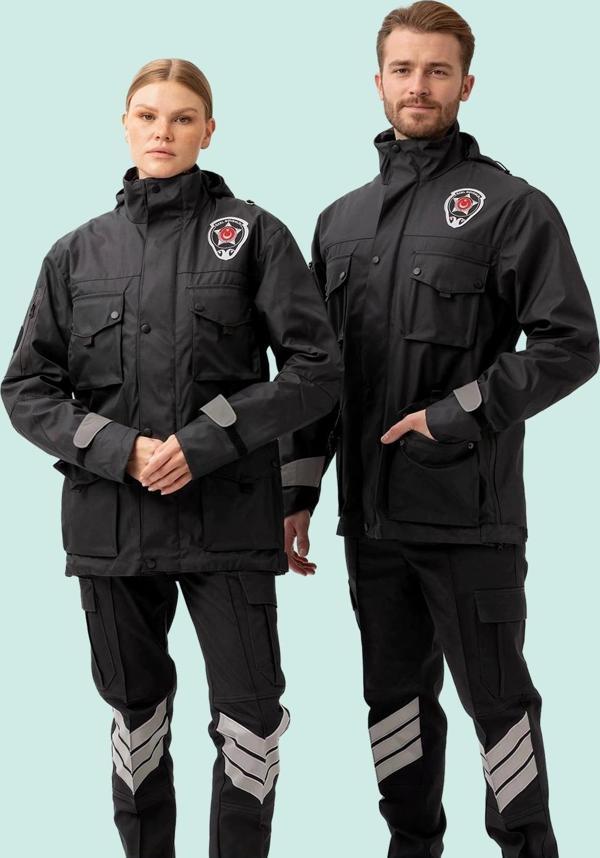 Kışlık İş Güvenliği Kabanı Reflektörlü Mont Kıyafeti Kaban Havalara Modeli - Image 1