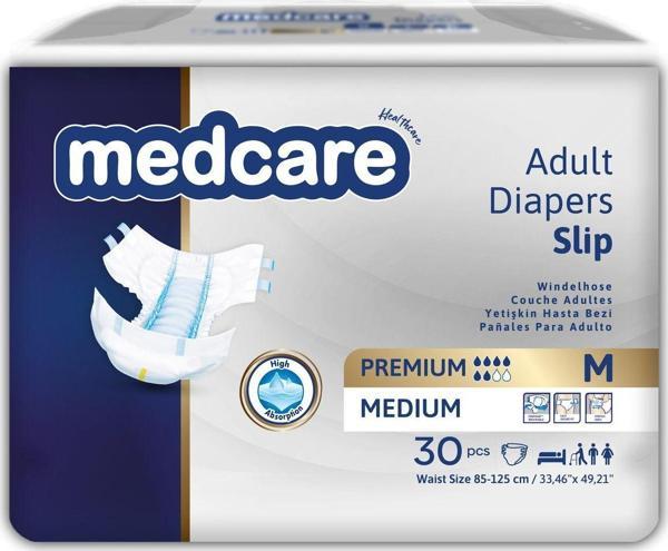 Medcare Yetişkin Hasta Bezi Medium PREMİUM SERİ (Orta Boy) 30 Adet - Image 1