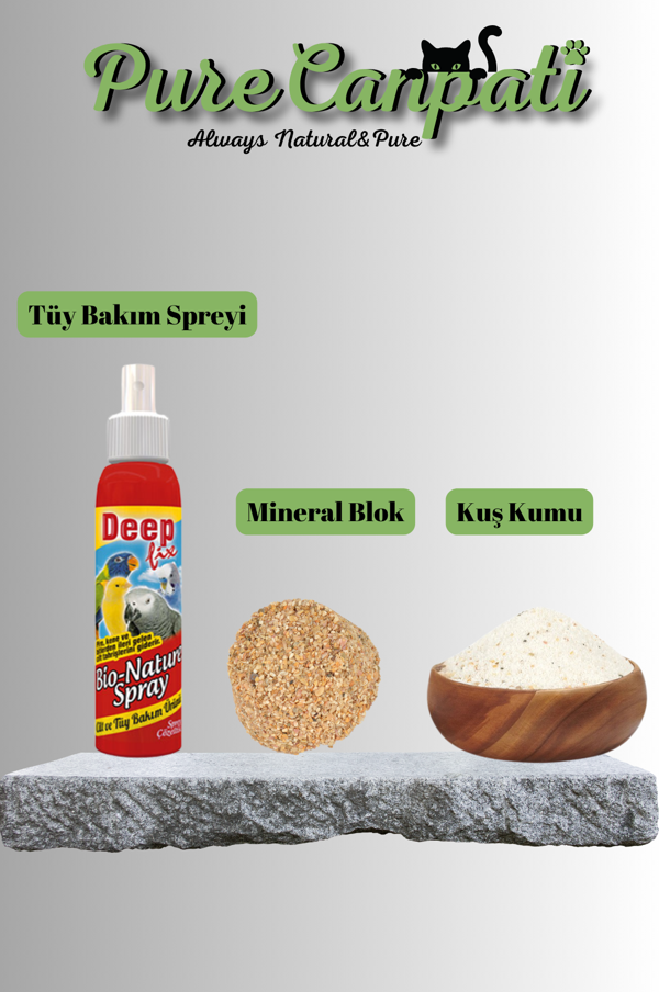 Purecanpati Tüy Bakım,Mineral Blok ve Kuş Kumu Seti - Image 1