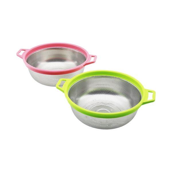 24CM RENKLİ PLASTİK ÇERÇEVE - KULPLU ÇELİK SEPET METAL SÜZGEÇ (4401) - Image 1