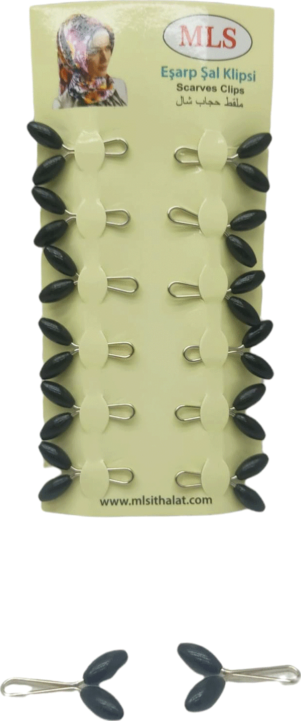 EŞARP SİYAH 12 PARÇA  KART BAŞÖRTÜ - ŞAL KLİPSİ (4401) - Image 1