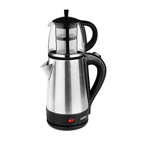 CAM DEMLİKLİ ELEKTRİKLİ ÇELİK ÇAYCI SETİ 1600W - 1.7LT - 0.7LT  STM-5836 (4401) - Image 1