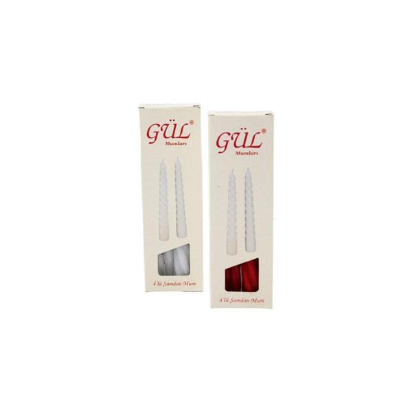 4PCS ŞAMDAN - BURGULU MUM BEYAZ - RENKLİ 17CM (4401) - Image 1