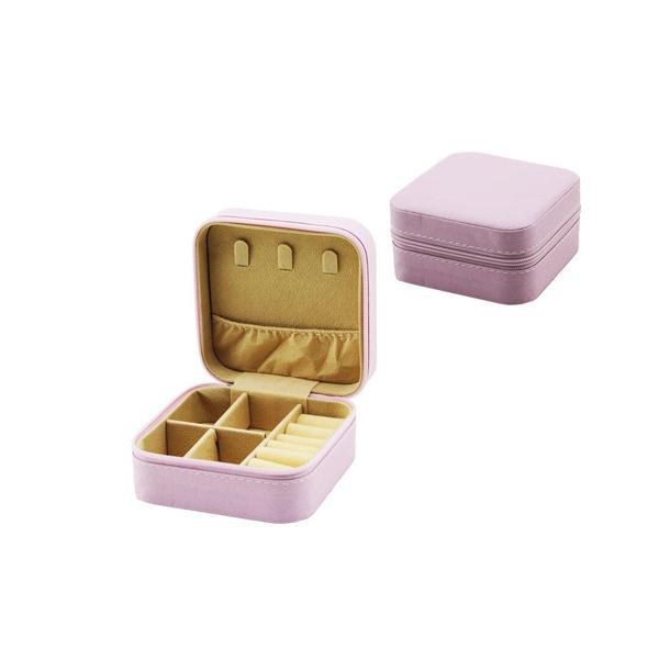MİNİ FERMUARLI TAKI KUTUSU - ÇANTA SUNİ DERİ 4 BÖLME+6 YÜZÜKLÜK+3 KÜPELİK+FİLE =10X10CM - Y:5CM (4401) - Image 1