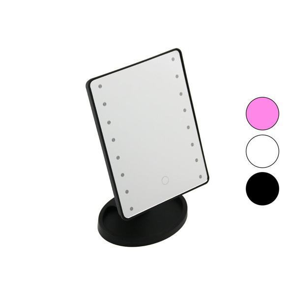16 LEDLİ - PİLLİ  MAKYAJ AYNASI 360 DERECE DÖNEBİLEN TAKILIK SEPETLİ AYAK RENKLİ PLS. 16.5X21.5CM (4401) - Image 1