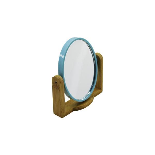 6 İNÇ OVAL - BAMBU AHŞAP AYAKLI - ÇİFT TARAFLI MAKYAJ AYNASI (4401) - Image 1