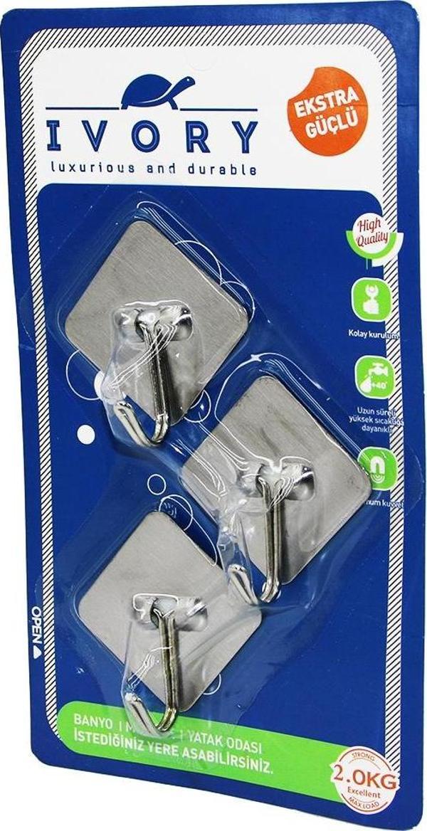 3 ADET  KARE - METAL YAPIŞKAN ASKI (4401) - Image 1