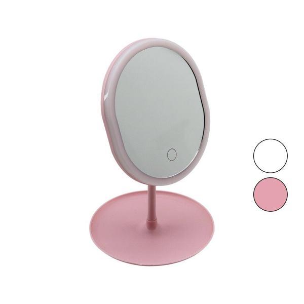 YUVARLAK- DÜZ KENAR 7 İNÇ LEDLİ - USB ŞARJLI MAKYAJ AYNASI 90°TAKILIKLI AYAKR.PLS 17.5CM (4401) - Image 1