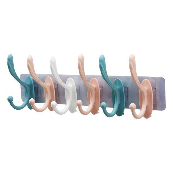 6 KOLLU ŞEFFAF YAPIŞKANLI RENKLİ PLASTİK ASKI TAK - ÇIKAR ASKI KOLLU (4401) - Image 1