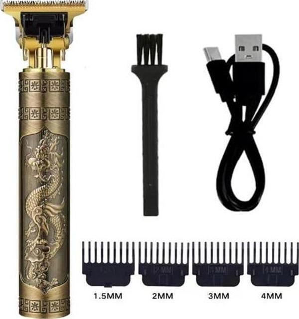 Vintage Görünümlü Güçlü 4 Farklı Başlıklı USB ŞarjlI Manuel Tıraş Makinası (4401) - Image 1