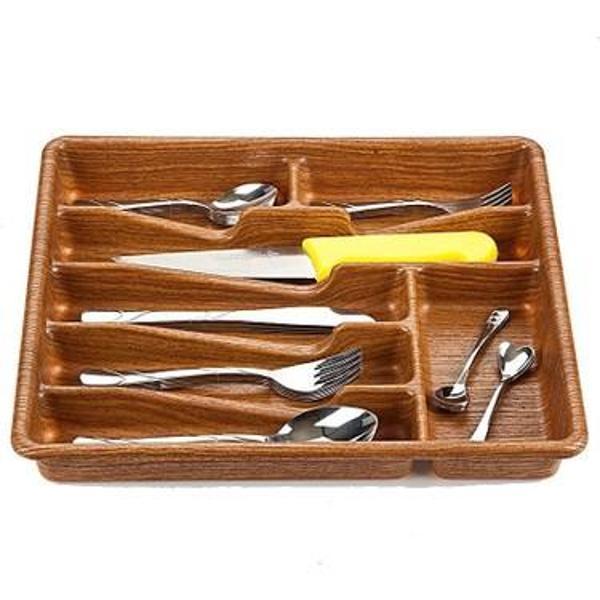 KÜÇÜK - AHŞAP RENK - 7 BÖLMELİ ÇEKMECE İÇİ KAŞIKLIK 36X32CM (4401) - Image 1