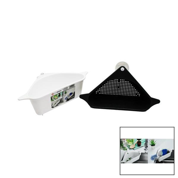 SÜZGEÇLİ LAVABO DÜZENLEYİCİ PLASTİK KÖŞE RAFI VANTUZLU (4401) - Image 1