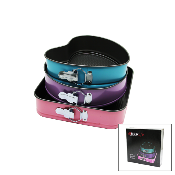 3 PARÇA  SET METAL KEK KALIP KELEPÇELİ KALP - KARE - YUVARLAK (4401) - Image 1