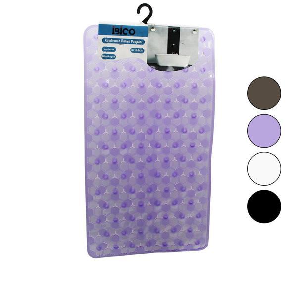 DİKDÖRTGEN - LÜX PVC PETEK DESEN - ŞEFFAF-BUZLU 98PCS VANTUZ KAYDIRMAZ BANYO - KÜVET PASPAS 37X68CM (4401) - Image 1