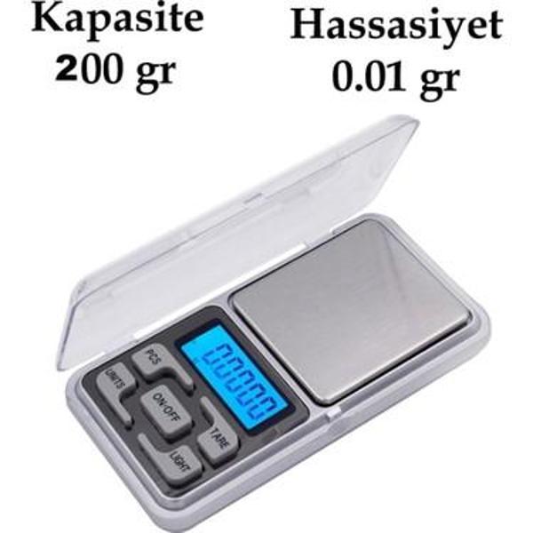 Dijital Hassas Elektronik Kuyumcu Cep Terazisi Tartı 200 gr 0.01 gr (4401) - Image 1