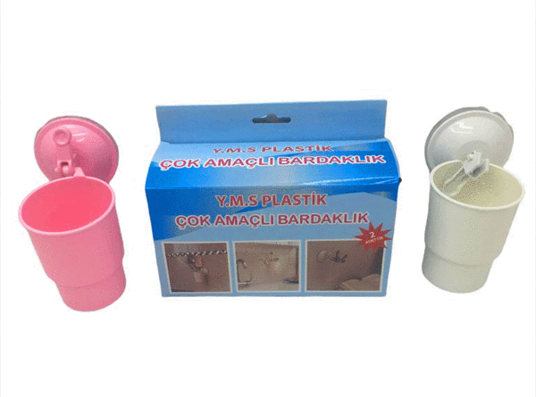 VANTUZLU PLASTİK 2 PARÇA  ÇOK AMAÇLI BARDAKLIK (4401) - Image 1