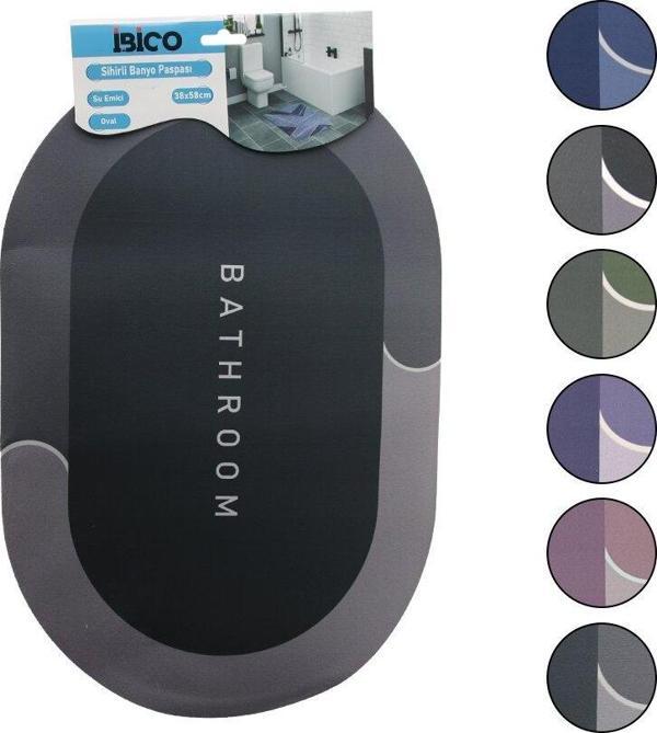 OVAL - MAT RENKLER   38X58CM   SU EMİCİ - SİHİRLİ  BANYO PASPASI  ELASTİK (4401) - Image 1