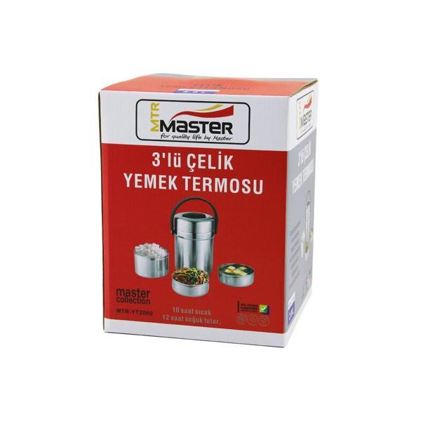 3LÜ ÇELİK YEMEK TERMOSU SEFER TASI 2LT 10 SAAT SICAK - 12 SAAT SOĞUK TUTAR (4401) - Image 1