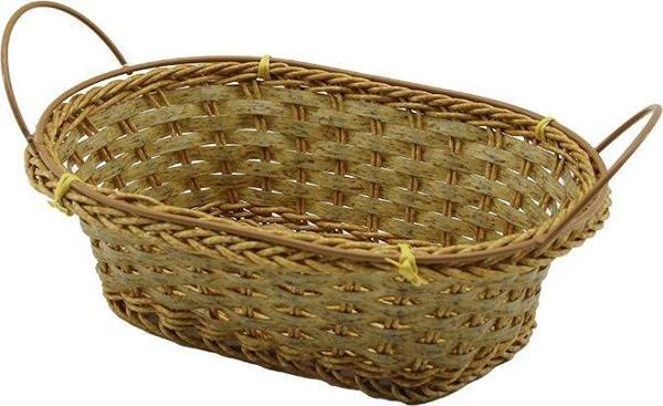 OVAL PLASTİK HASIR EKMEK - ÇOK AMAÇLI SEPET KULPLU - METAL İSKELET TABAN:11X18- AĞIZ:18X24.5CM D:8CM (4401) - Image 1