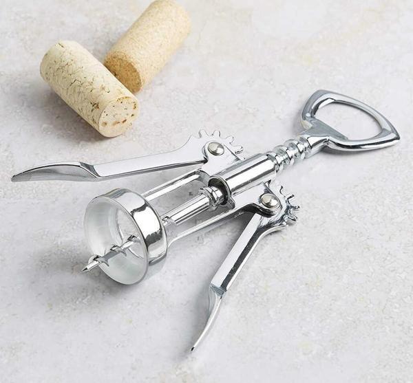 Krom Tirbuşon - 2 Fonksiyonlu Paslanmaz Metal (4401) - Image 1