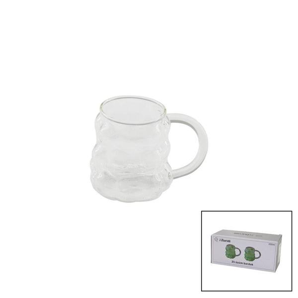 2PCS  ÜZÜM - KABARCIKLI KULPLU CAM BARDAK TERMİSİL - ISIYA DAYANIKLI BOROSİLİKAT350ML (4401) - Image 1