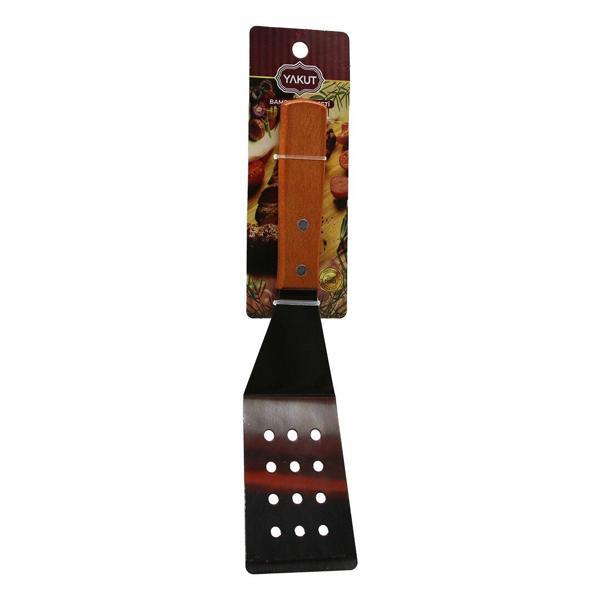 AHŞAP SAPLI EĞİMLİ - DELİKLİ MUTFAK SPATULA (4401) - Image 1