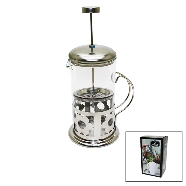 FRENCH PRESS 600ML CAM BİTKİ SÜZGEÇİ METAL KAFES - KAPAK (4401) - Image 1