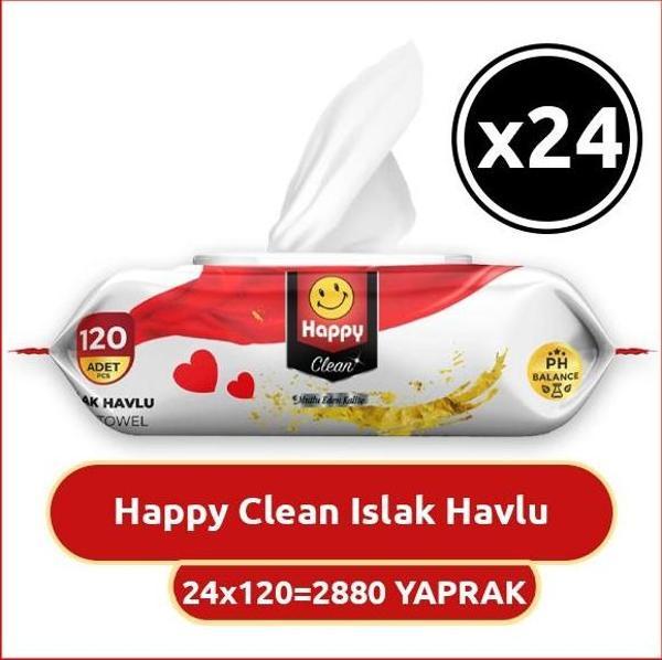 Happy Clean Islak Havlu 120 li x 24 Adet - Image 1