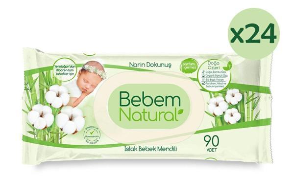 Bebem Natural Narin Dokunuş Bebek Islak Mendil 90 lı x 24 Adet - Image 1