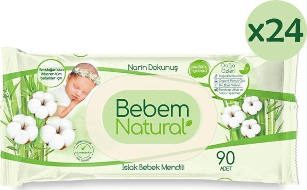 Bebem Natural Narin Dokunuş Bebek Islak Mendil 90 lı x 24 Adet - Image 1