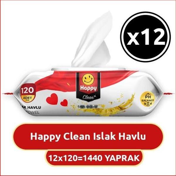 Happy Clean Islak Havlu 120 li x 12 Adet - Image 1