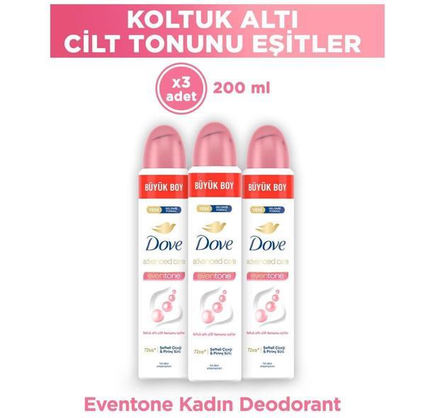 Dove Eventone Kadın Sprey Deodorant 200 ml x 3 Adet - Image 1